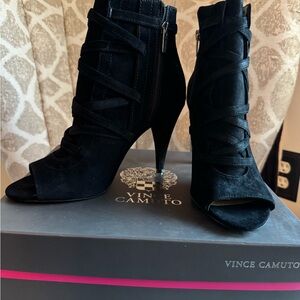 Vince Camuto Black Crisscross Heeled Boots